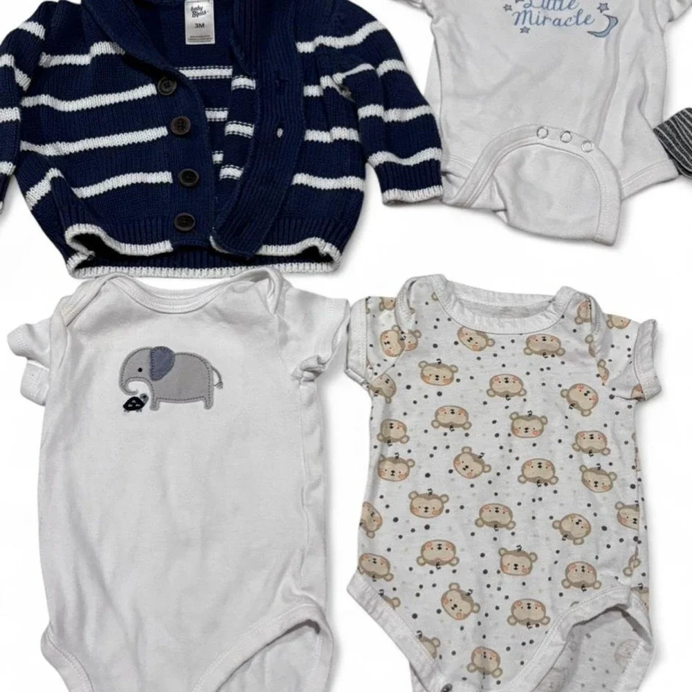 Baby newborn 0-3 month boy bundle 9 piece outfit bundle mix